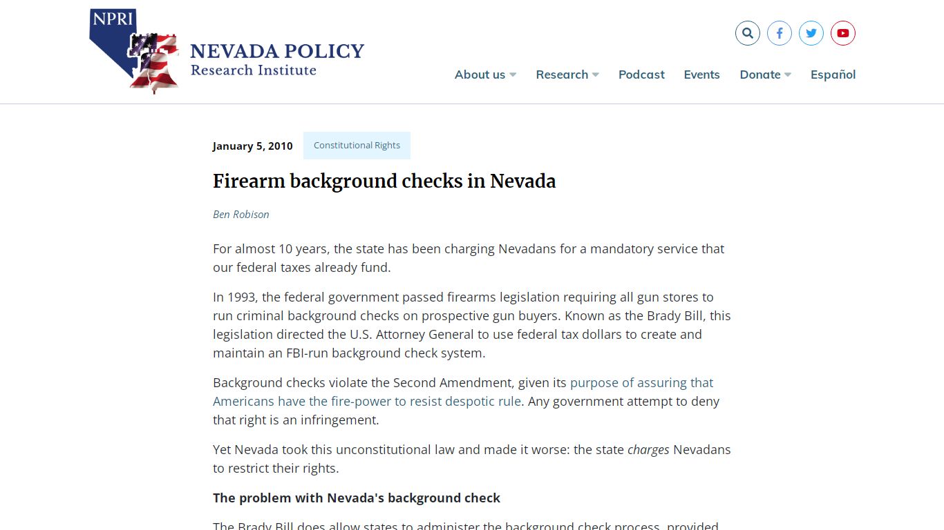 Firearm background checks in Nevada - Nevada Policy Research Institute